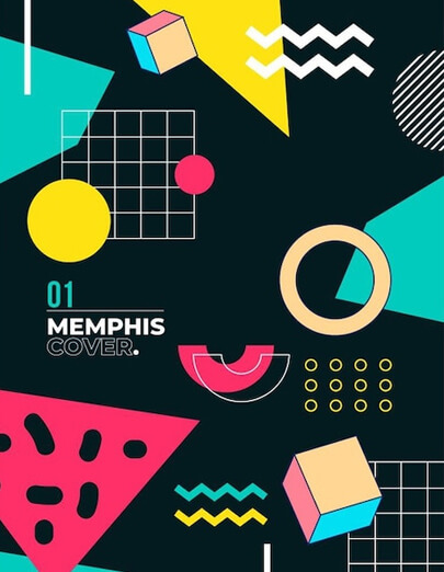 Abstract dark Memphis cover design example