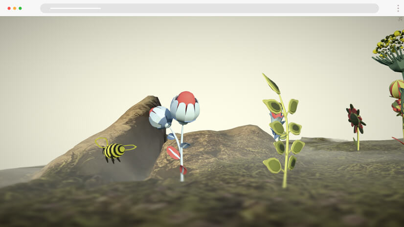 Amazing 3D website example with nature and bee