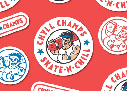 Circle sticker printed with retro slogan and illustration