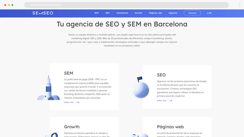 Clean modern website design with white blue color theme