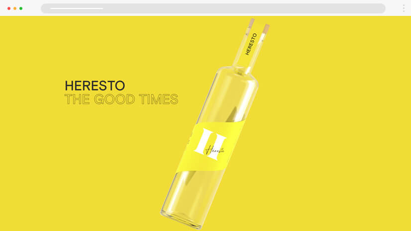 Clean simple yellow website design with modern 3D graphic