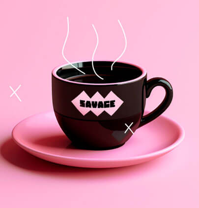 Coffee branding design with pink and black trend in 2024