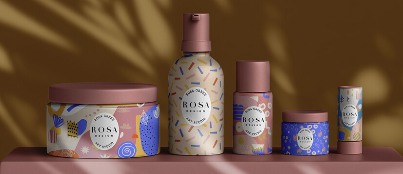 Cosmetic products with memphis pattern design