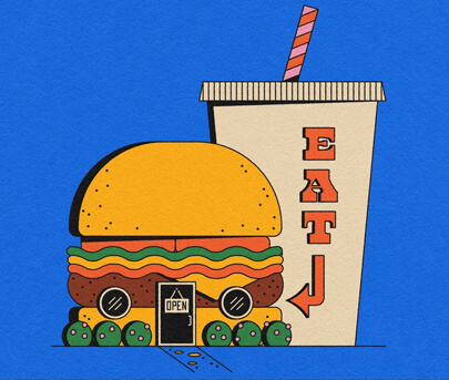 Creative retro style burger ad