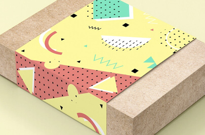 Cute playful Memphis style package box design