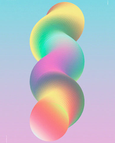 Graphic design trend colorful worm gradient shapes 2024