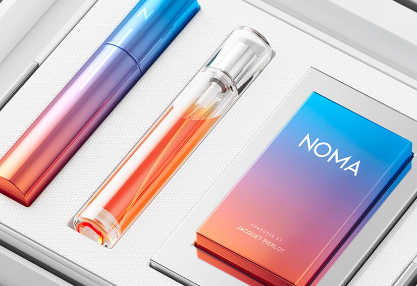 Modern cosmetic packaging design with colorful gradients