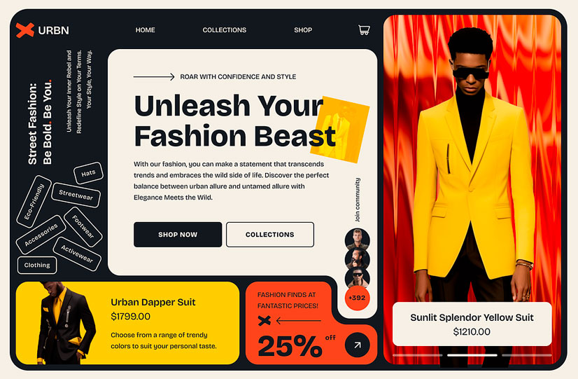 Urbn modern fashion website design example 2024