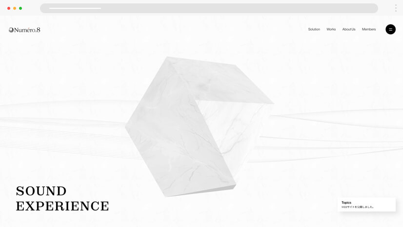 Web design example with elegant style and 3d elements