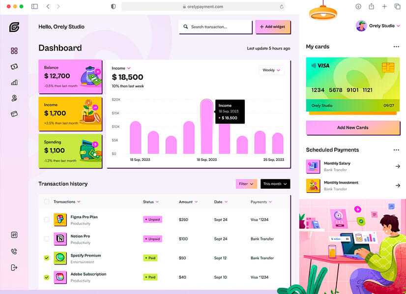 Website dashboard trending vibrant colors design example 2024