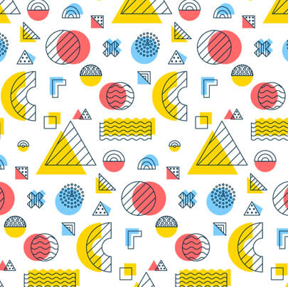 Yellow, red, and blue memphis pattern design example