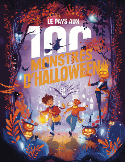 Cartoon Children Book Covers Example - Le pays aux cent monstres d’Halloween by Lucie Dessertine