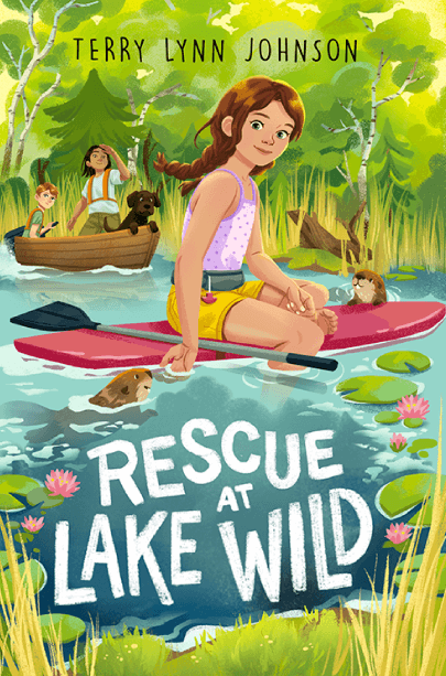 Cartoon Children's Book Cover - Rescue at Lake Wild by Terry Lynn Johnson